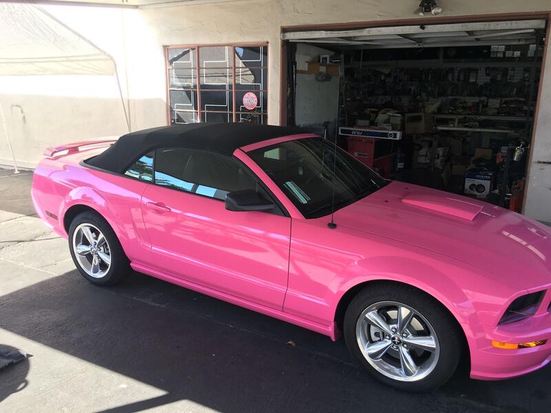 Color change wrap — pink Mustang